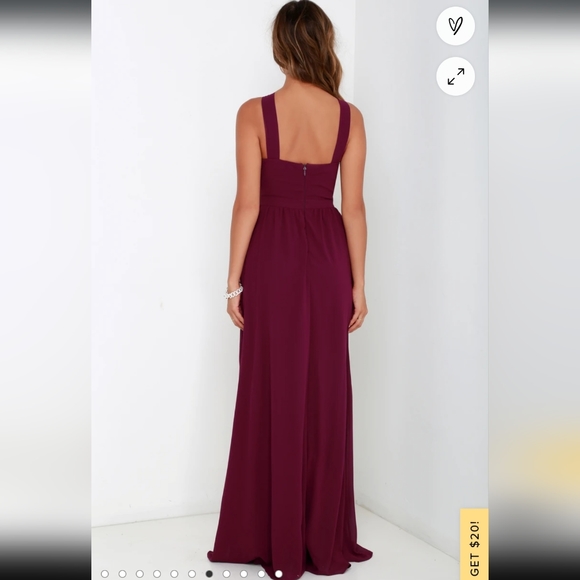 Lulu's Air of Romance Burgundy Maxi Dress - Picture 3 of 5